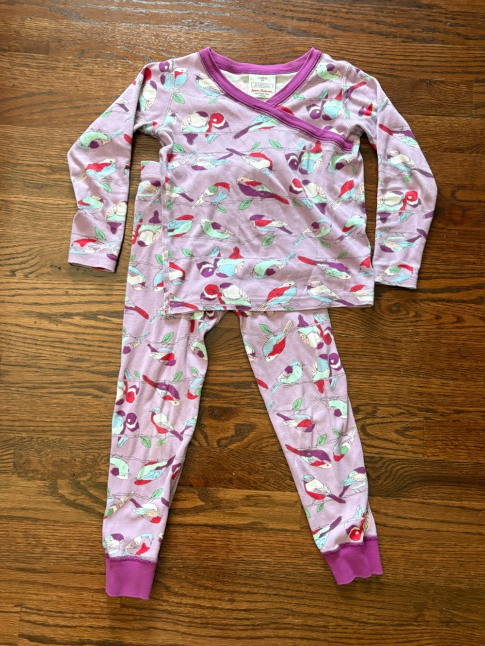 Hanna Andersson Lavender Bird Print Two-Piece Pajama Set